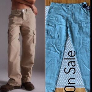True Religion women’s mint green casual wide legs cargo pants, size 31